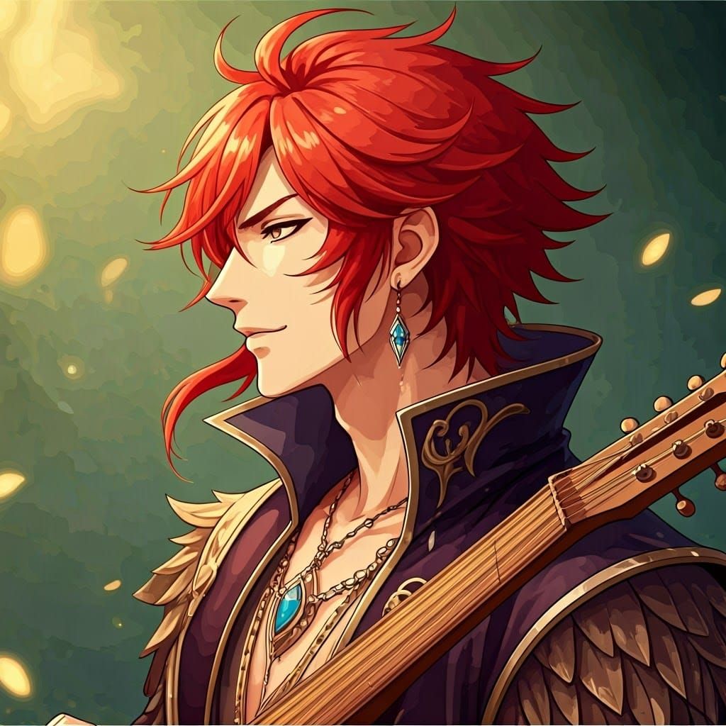 Anime Bard Portrait in Studio Trigger Style