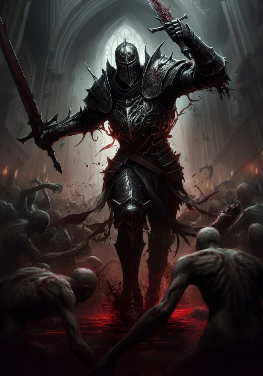 Dark Knight in Twisted Armor Surges Forward in Gothic Horror