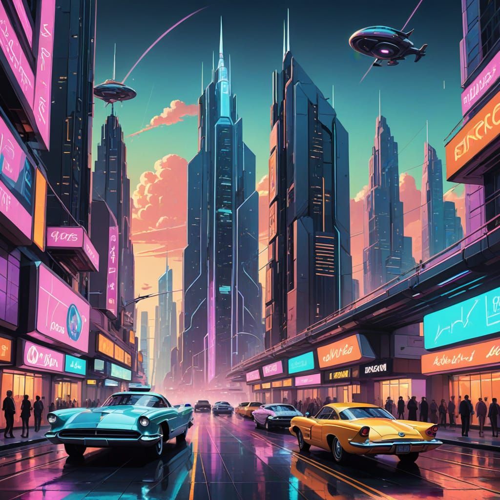 Retro-Futuristic City of Tomorrow in Pastel Hues
