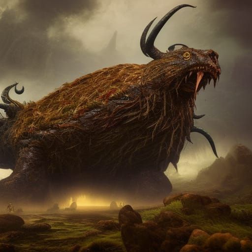 Fantastical Haggis Beast in Detailed Matte Painting