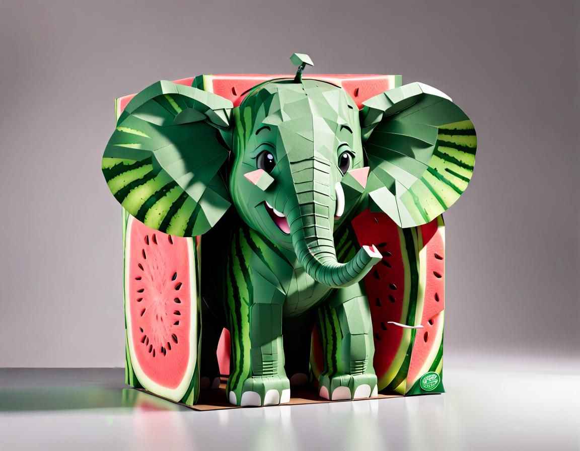 Cartoon Elephant Package for Square Watermelon