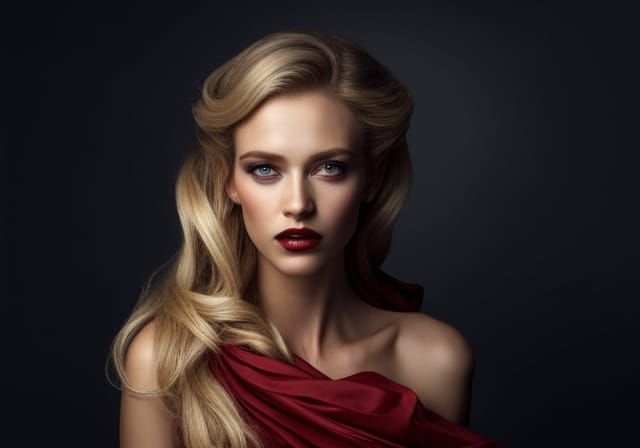 Belle Epoque Woman with Blonde Hair and Green Eyes