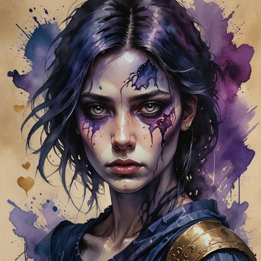 Scarred Heart Portrait in Dark Fantasy Style