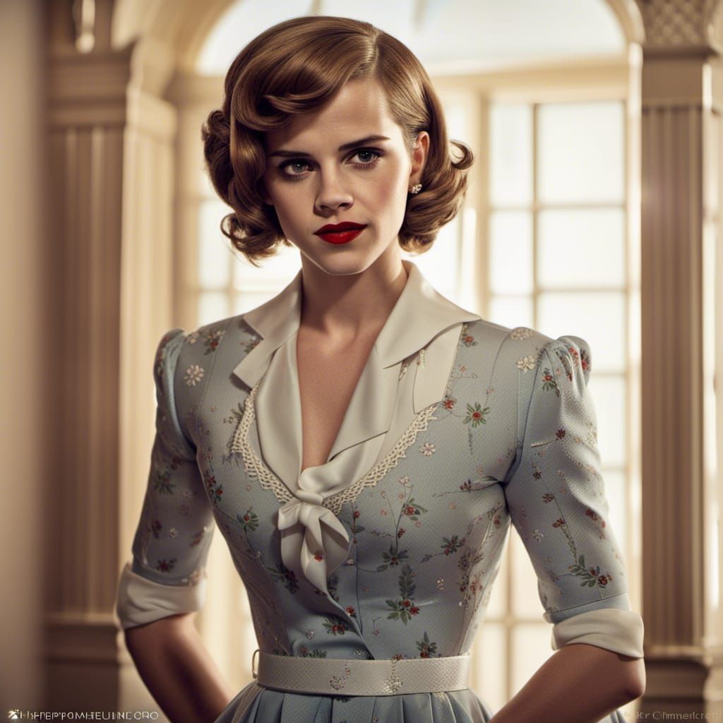 Emma Watson as 1950s Housewife, Hyperrealistic Portrait