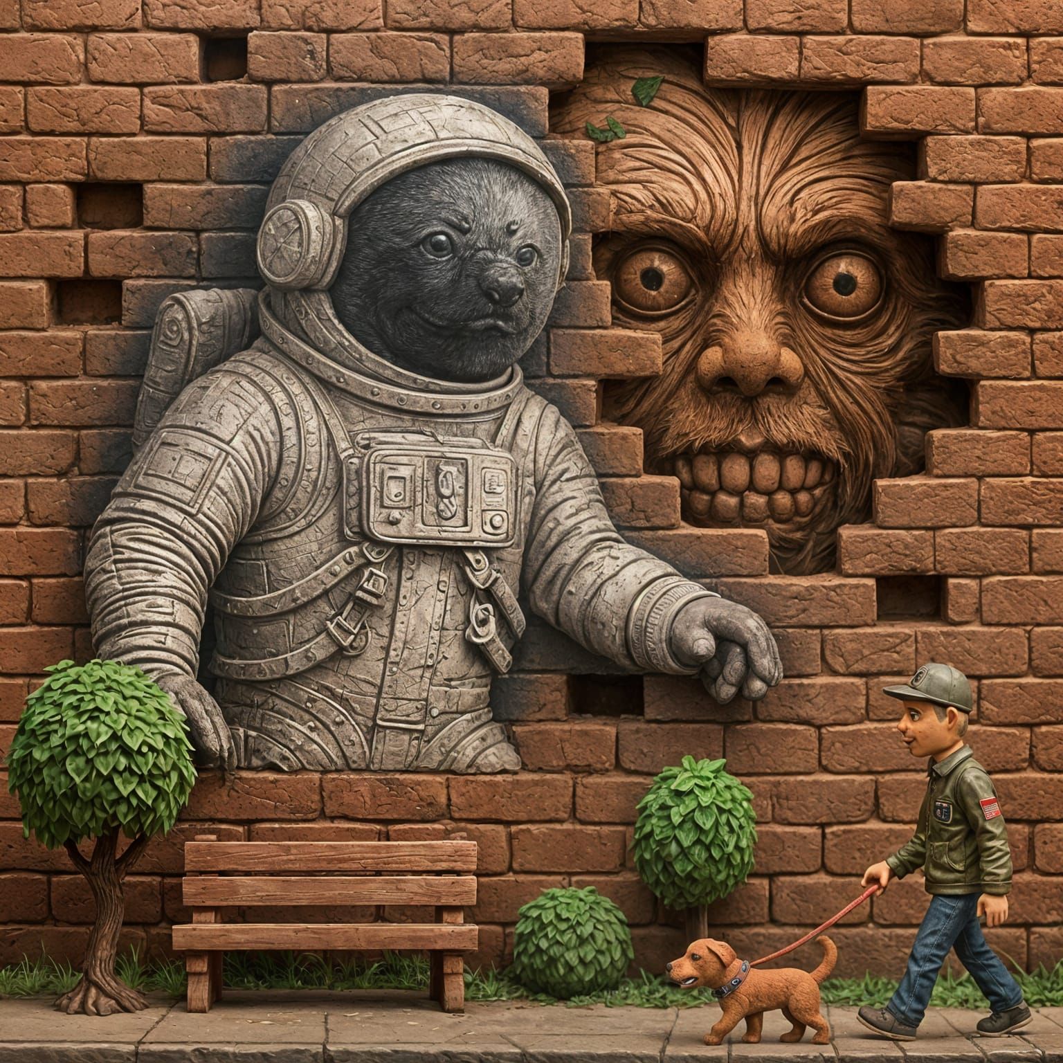 Claymation Astronaut Graffiti Hides Horror Face