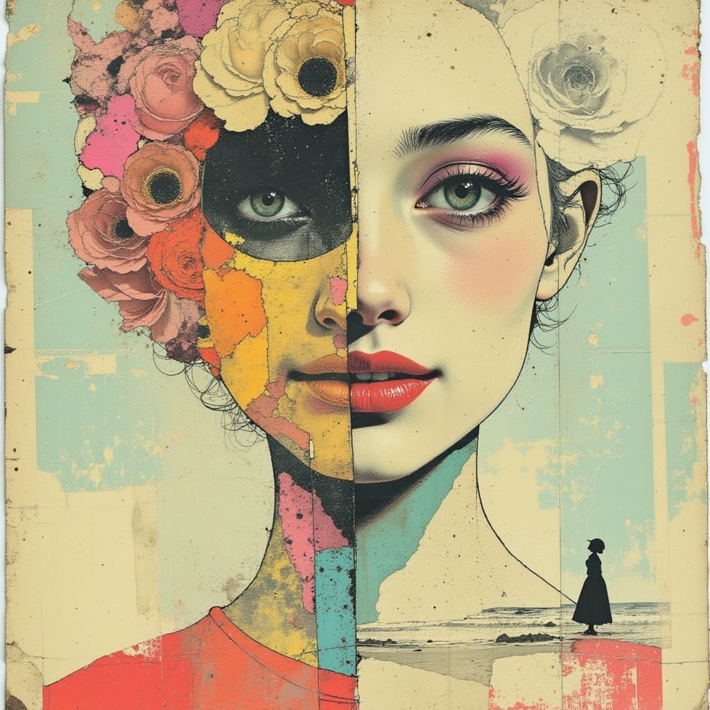 Model Half Swirl Ice Cream, Half Normal, Whimsical Style