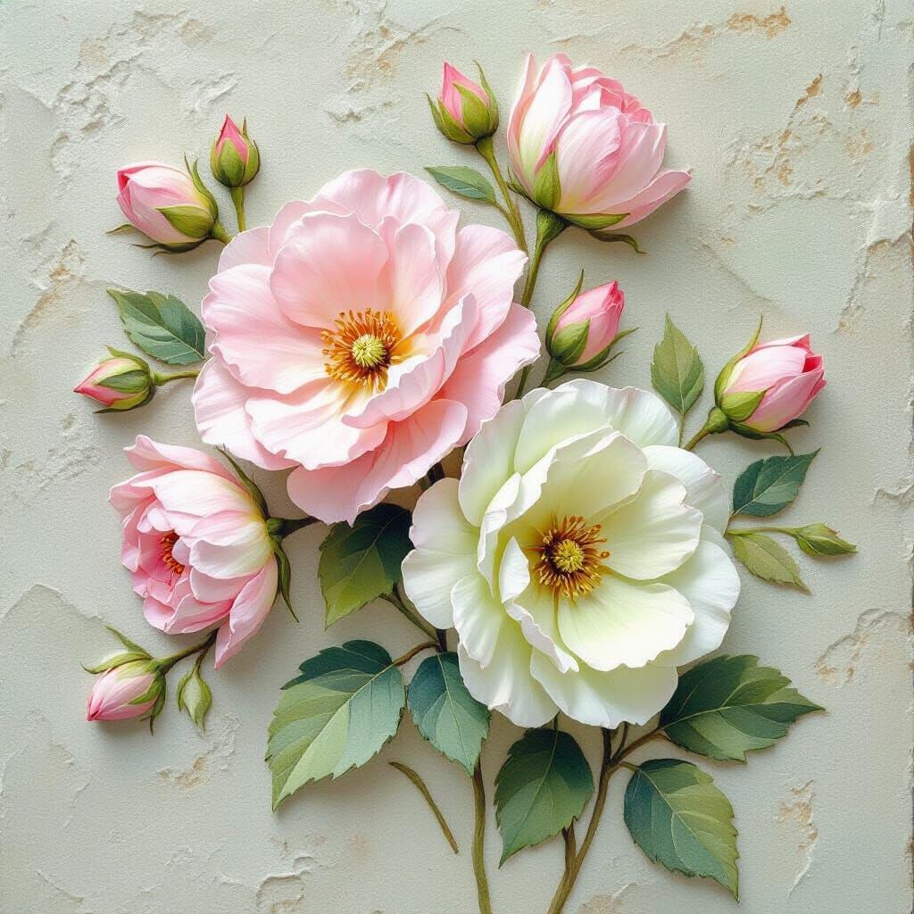 Textured Stucco Flowers with Soft Highlights