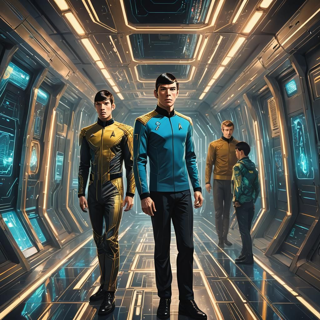Spock and Kirk: Futuristic Starship Portrait in Anime Style