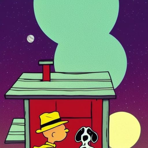 Charlie Brown and Snoopy Moon View: Pop Art