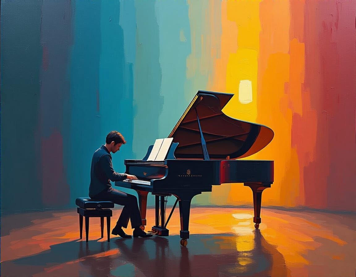 Piano Player in Concert Hall, Rothko Style