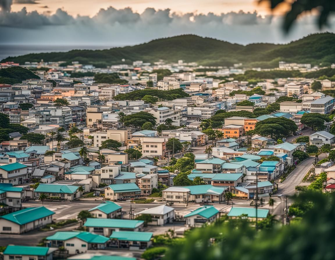 Japanese City View on Tinian Island, Professional Photograph...