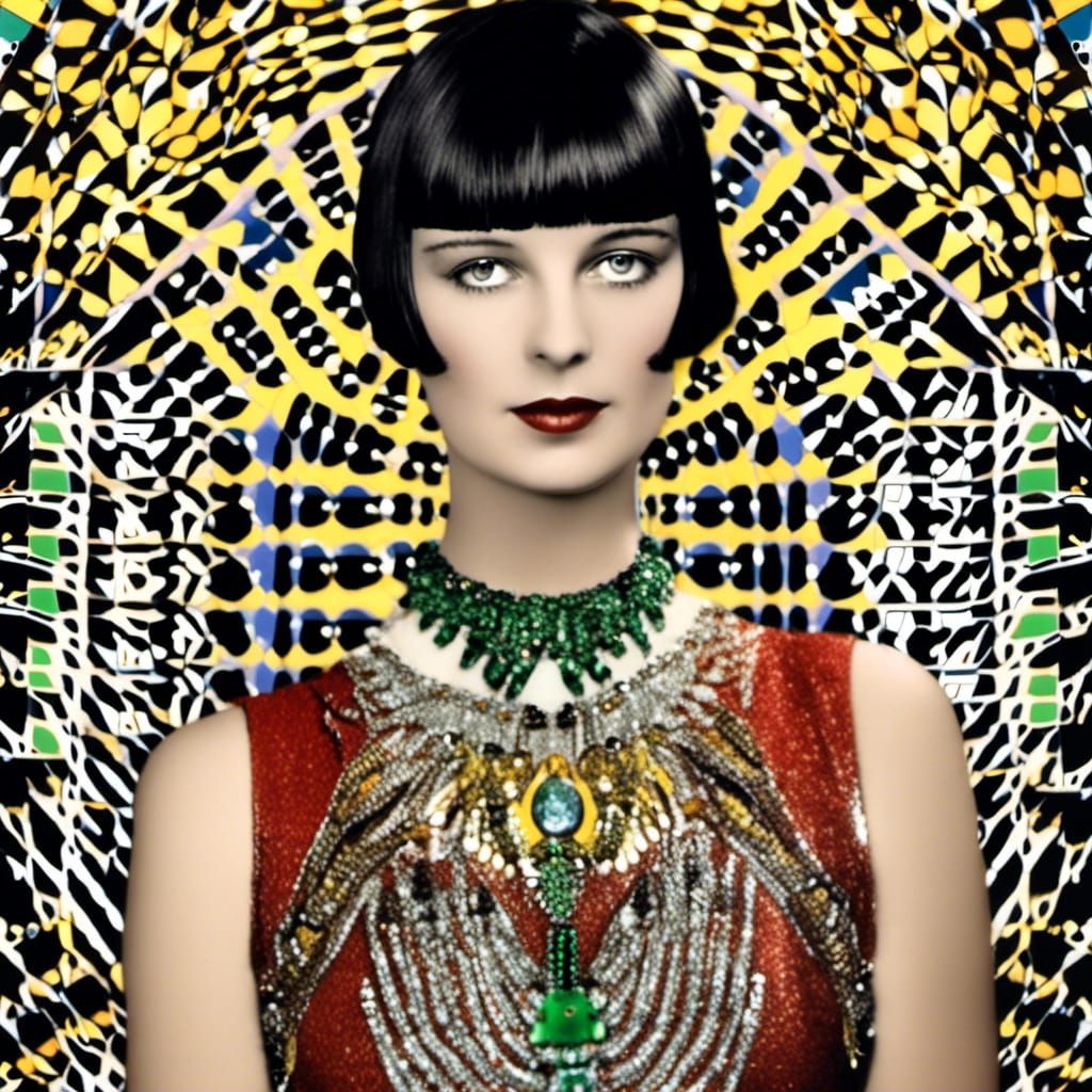 Louise Brooks Portrait in Rider-Waite Tarot Style