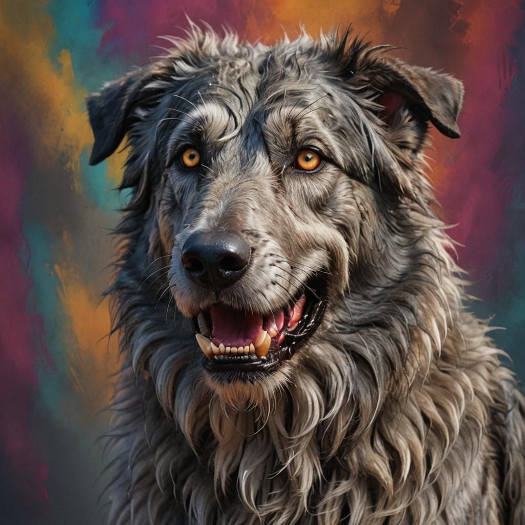Mighty Wolfhound Portrait in Hyperrealistic Digital Art
