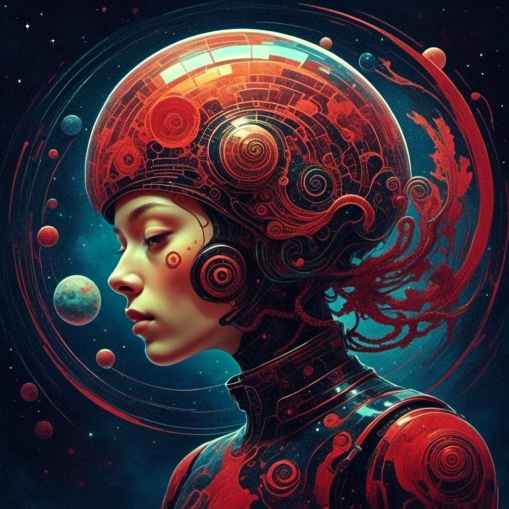 Cosmic Cyborg Lost in Starry Cosmos