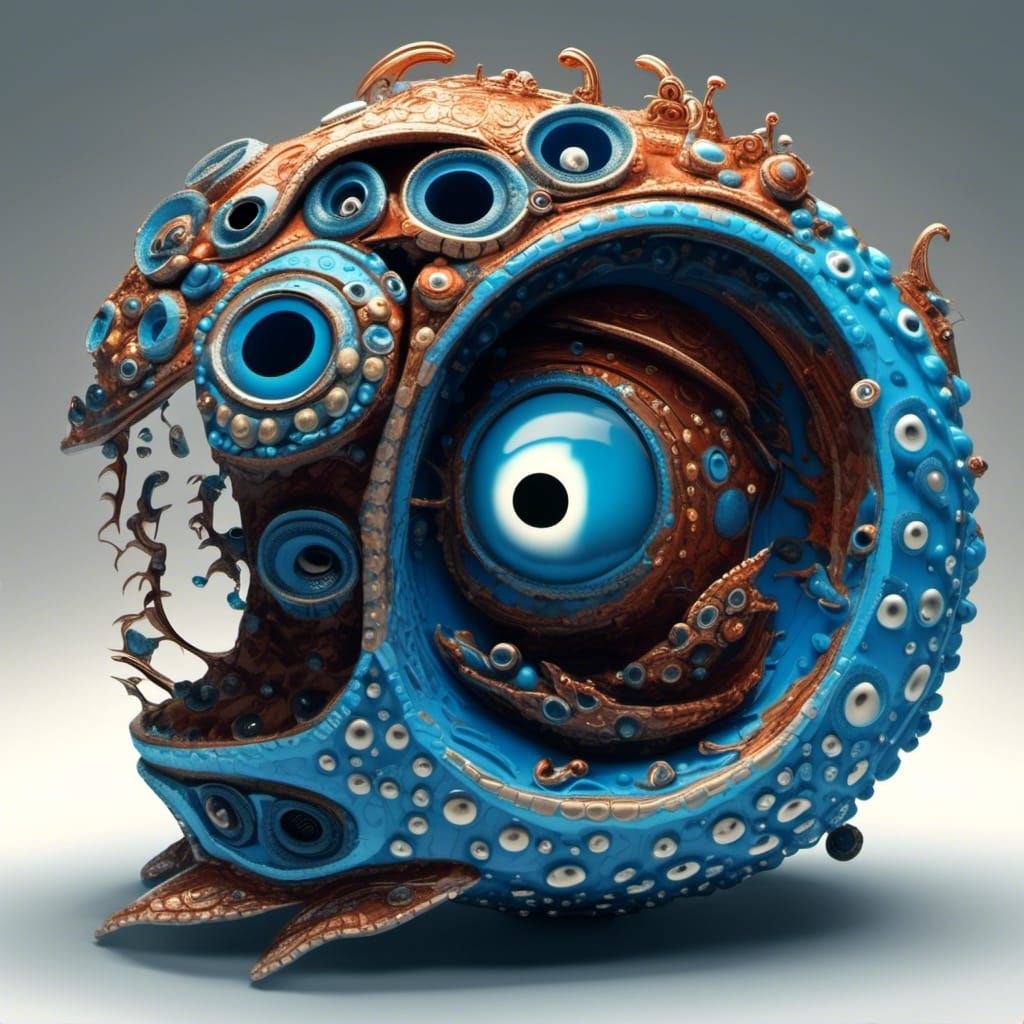 Surreal Scaly Engine Creature Ascends to Outer Space