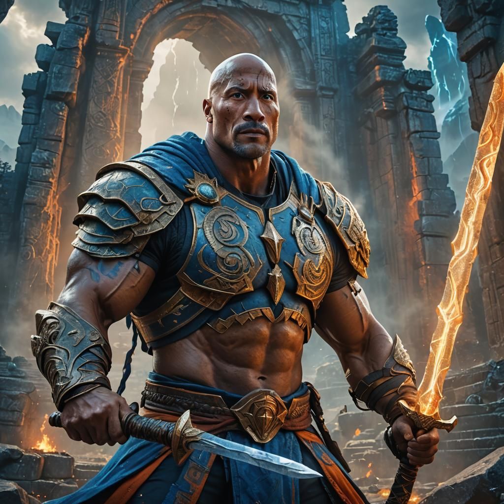 Fantasy Warrior Portrait in Mystical Ruins