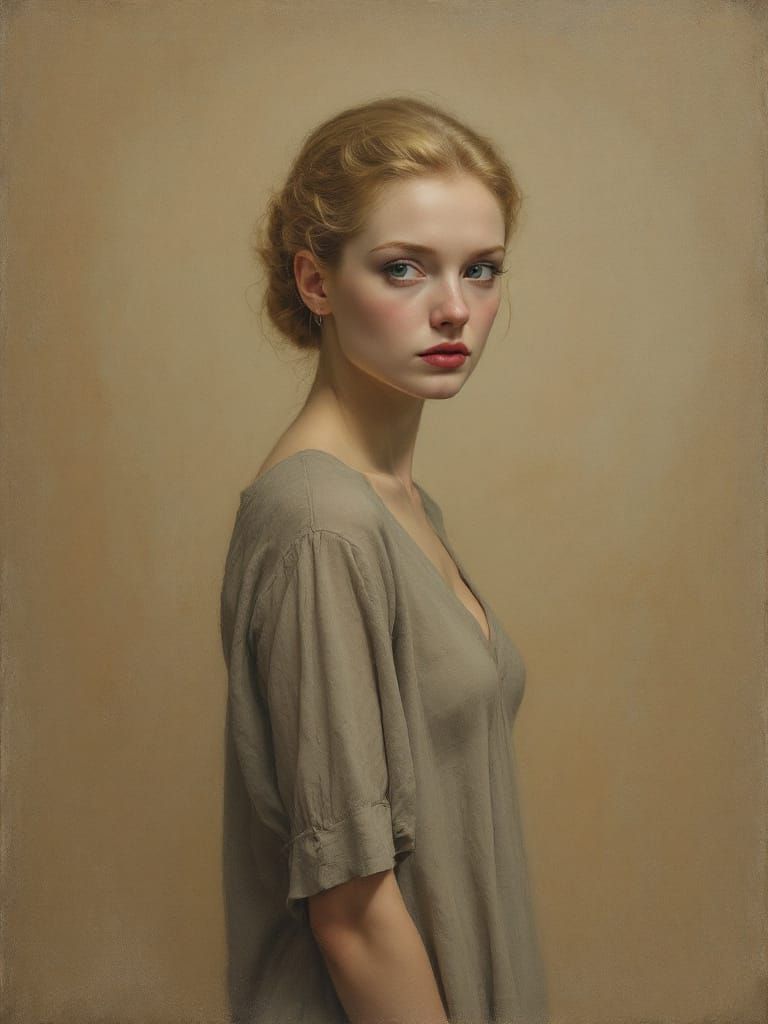 1950s Pin-Up Woman in Andrew Wyeth Style