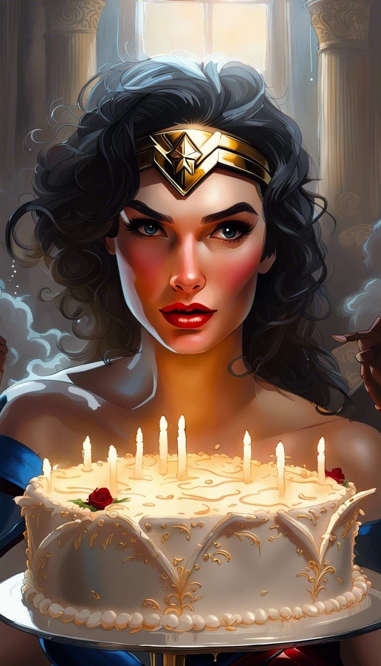 WonderWoman with a CAKE