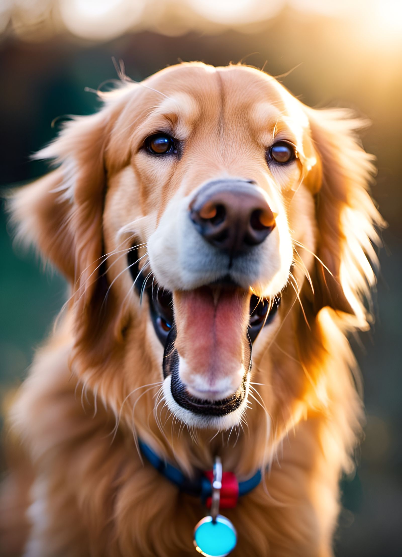 Happy Golden Retriever Portrait with Ring Lighting