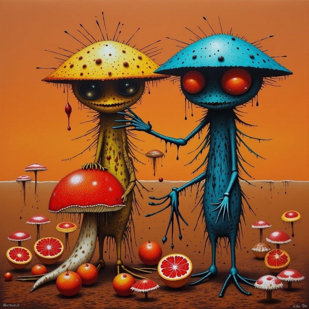 Mars Psychedelic Mushroom Farms in Vibrant Blood Orange Hue