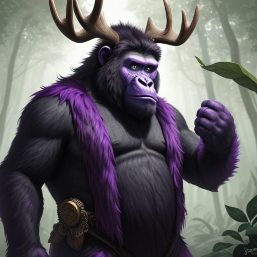 Whimsical Grape Ape Bullwinkle Hybrid Fantasy Art