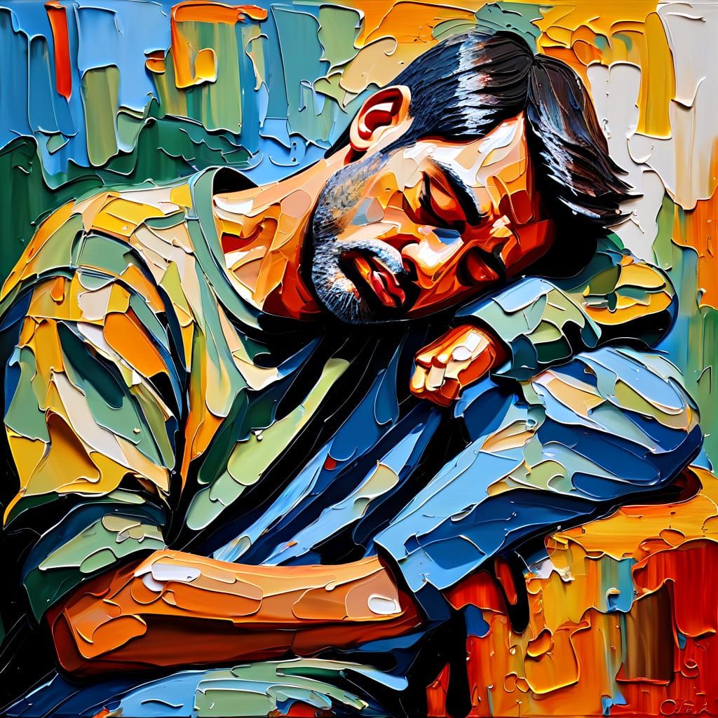 Sleeping Man as Impasto Painting