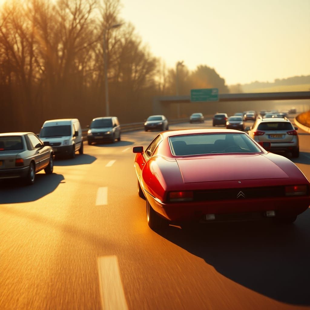 Red Citroën CX Zagato Concept on French Motorway
