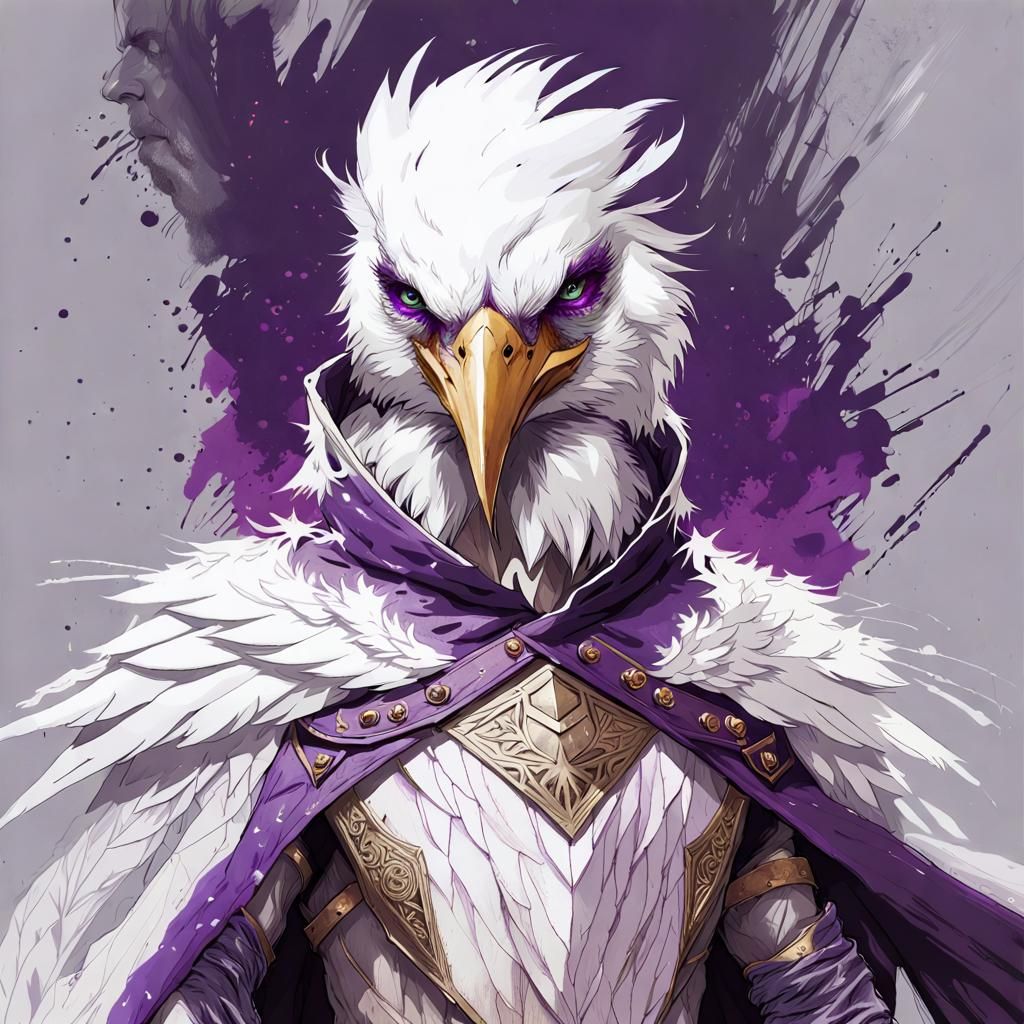 Intricate Inkpunk Portrait of Aarakocra with Cape