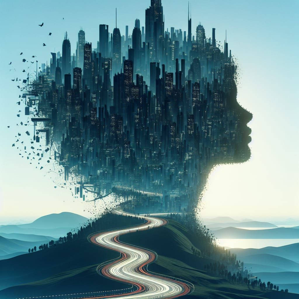 Surreal Floating City as Woman Digital Illustration