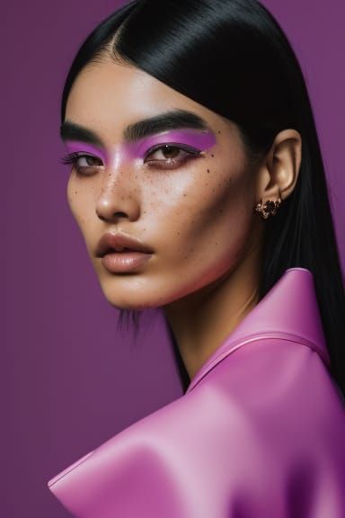 Elegant Portrait of Freckled Woman in Studio Lighting