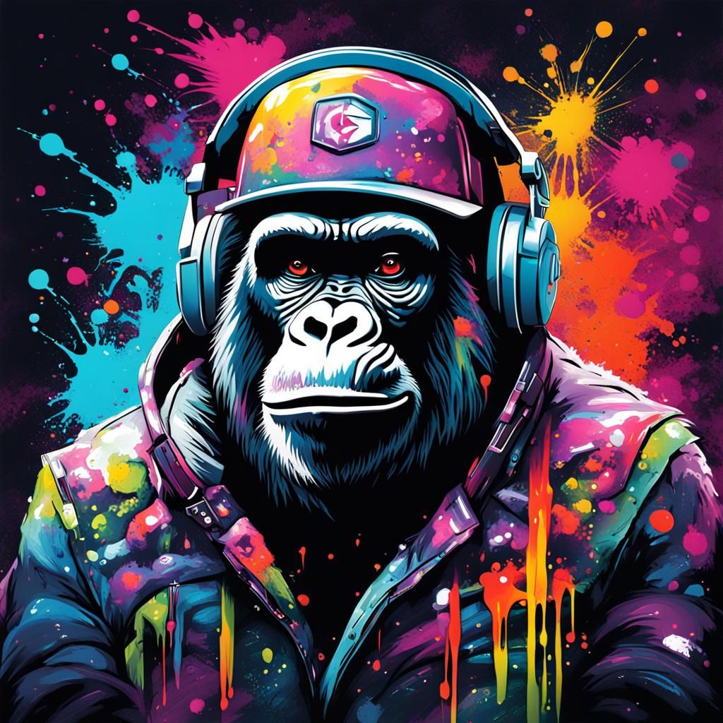 Pimp Space Gorilla Graffiti Art