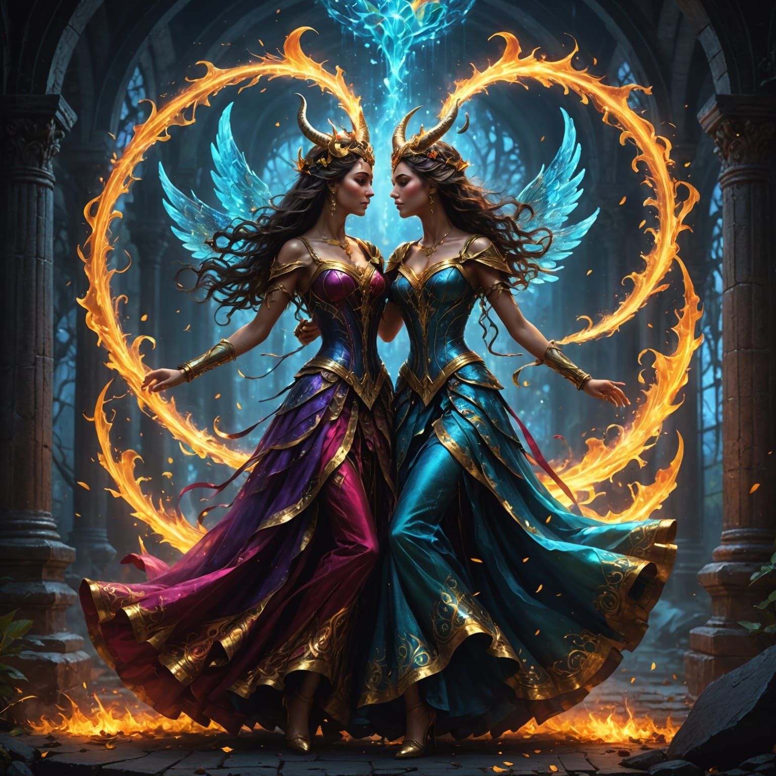 Celestial Dance in a Mystic Nighttime Scene