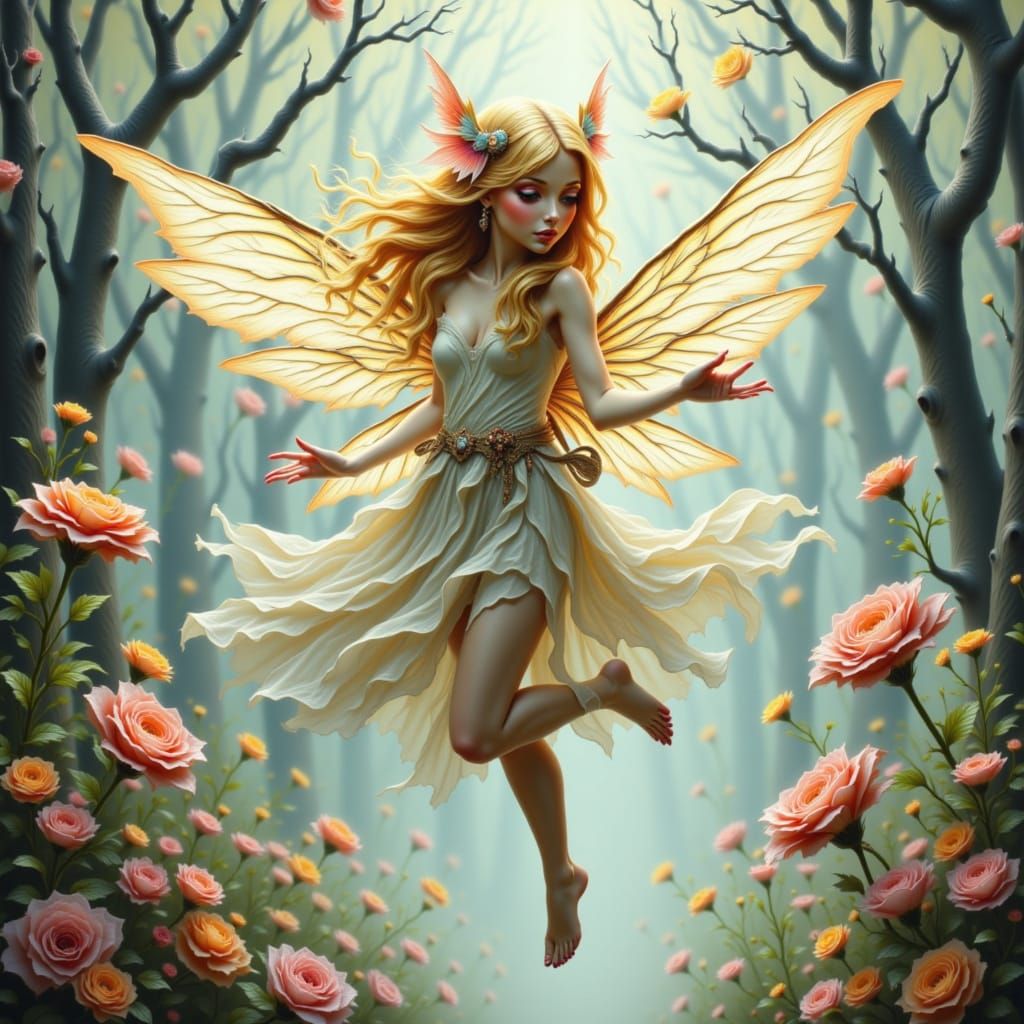 Beautiful Fairy in Dynamic Flight