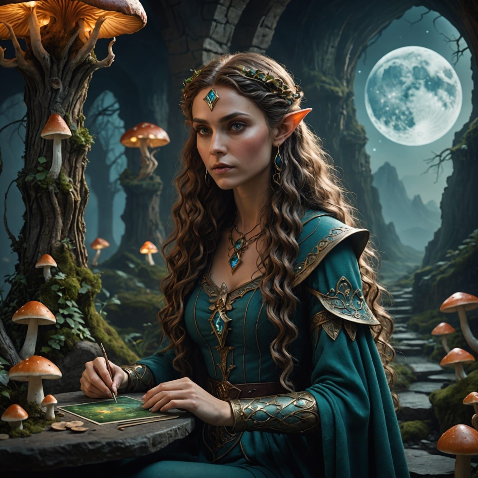 Enchanting Elf Tarot Reader in Cavern Dwelling