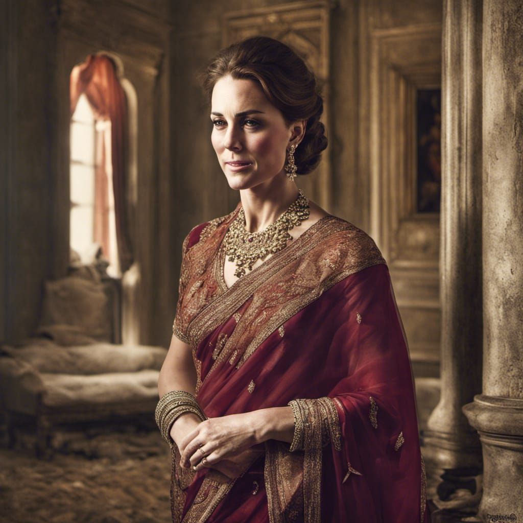 Kate Middleton in Saree: Hyperrealistic 64 Megapixel Image