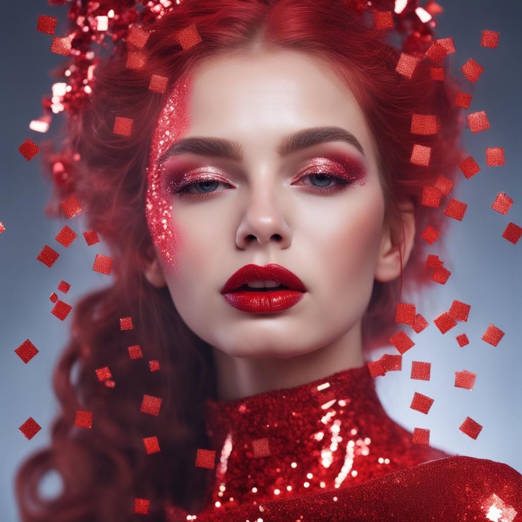 Glittercore Portrait of a Beautiful Young Woman