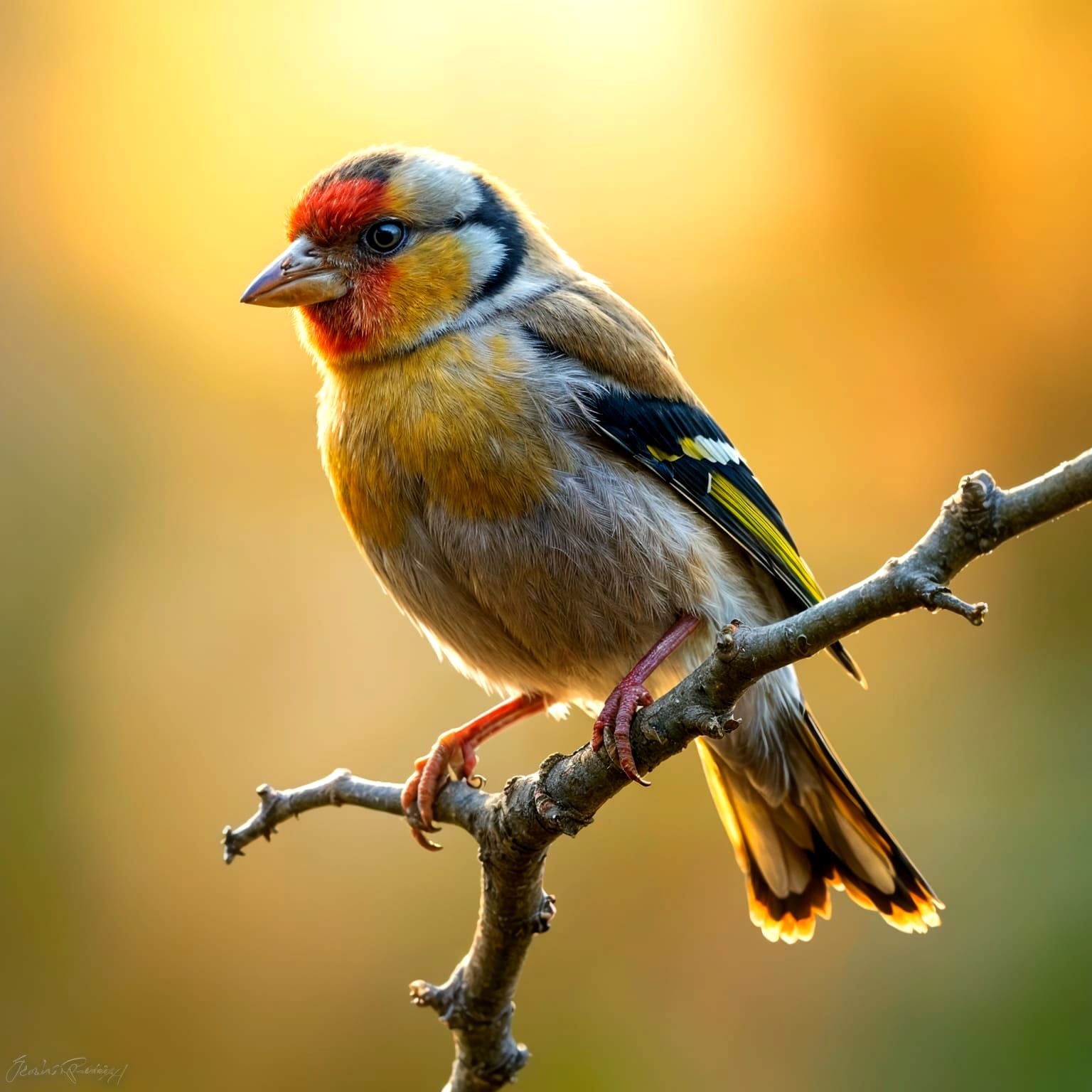 Golden Bird Perched in Morning Sunlight