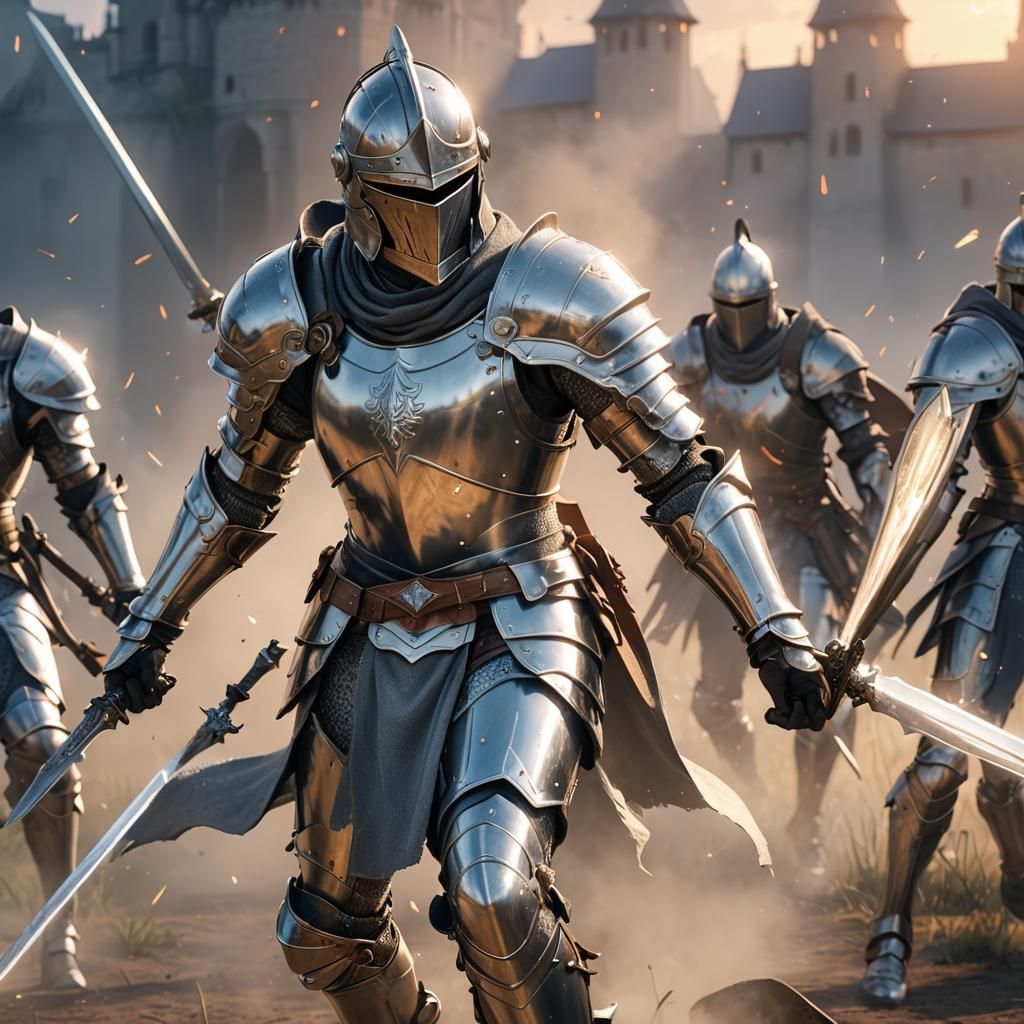 Young Knight Charging into Battle: Anime Style