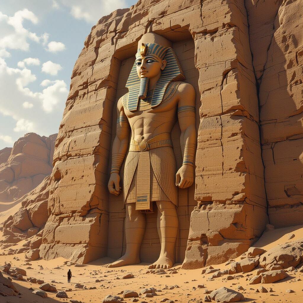 Egyptian God Set Carving in Hyperrealistic Style