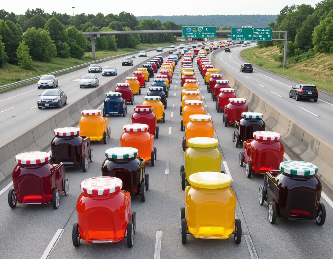 Comical Jelly Jar Car Traffic Jam