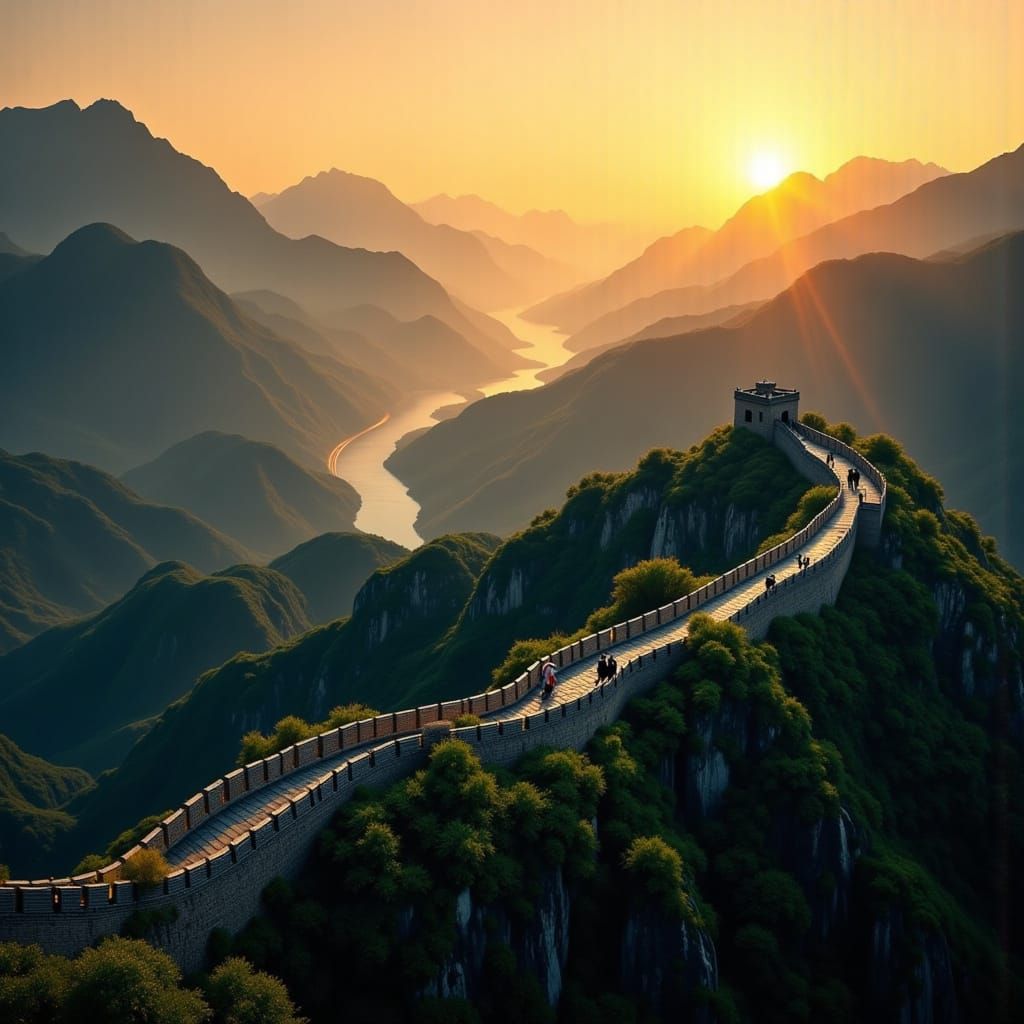 Great Wall of China at Sunrise in Magical Realism