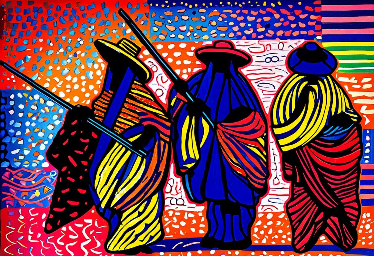 Vibrant Yoruba Masquerade Dancer in Abstract Motion