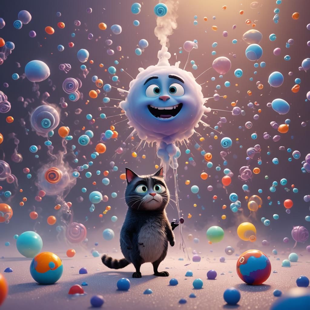 Pixar-Style 3D Art with Vibrant Gradient Background
