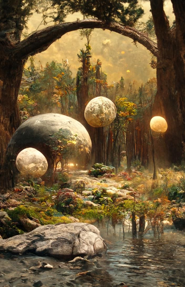 Surreal Alien Landscape with Glowing Trees