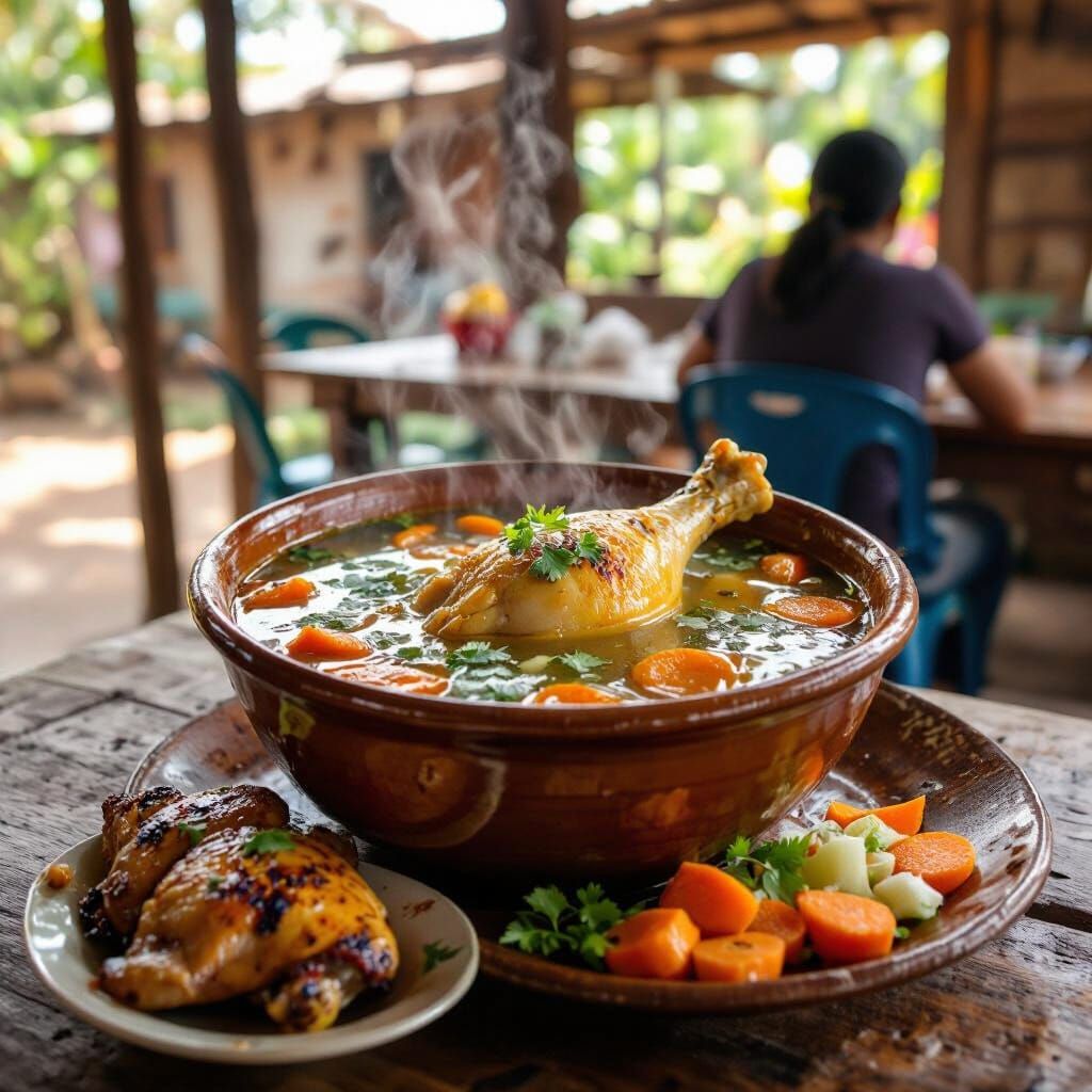 Authentic Chicken Soup in Rural Central American Eatery