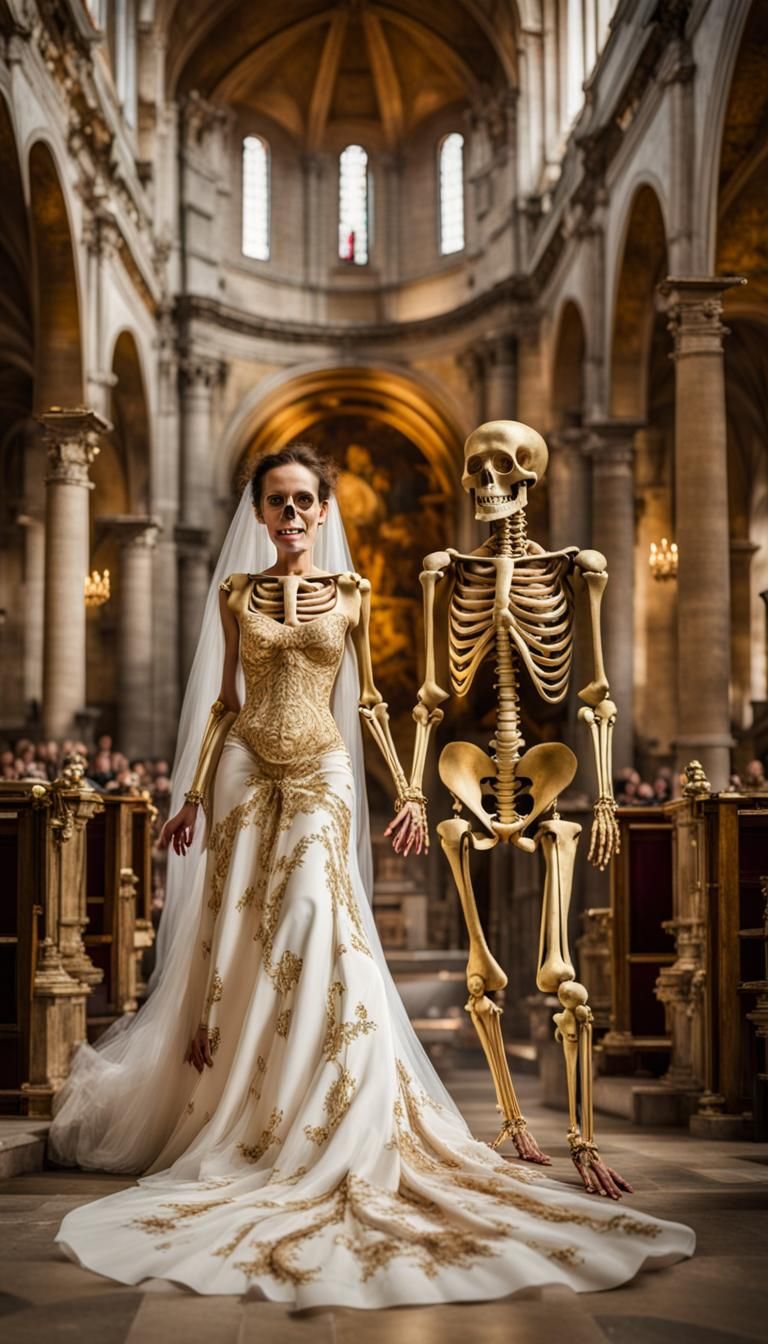 Skeletal Wedding in Ancient Roman Church
