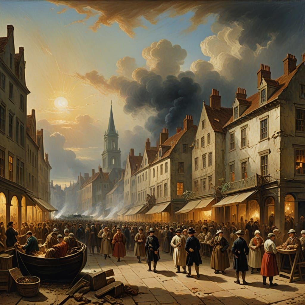 Vibrant Life in the Style of Romantic Landscape Painting