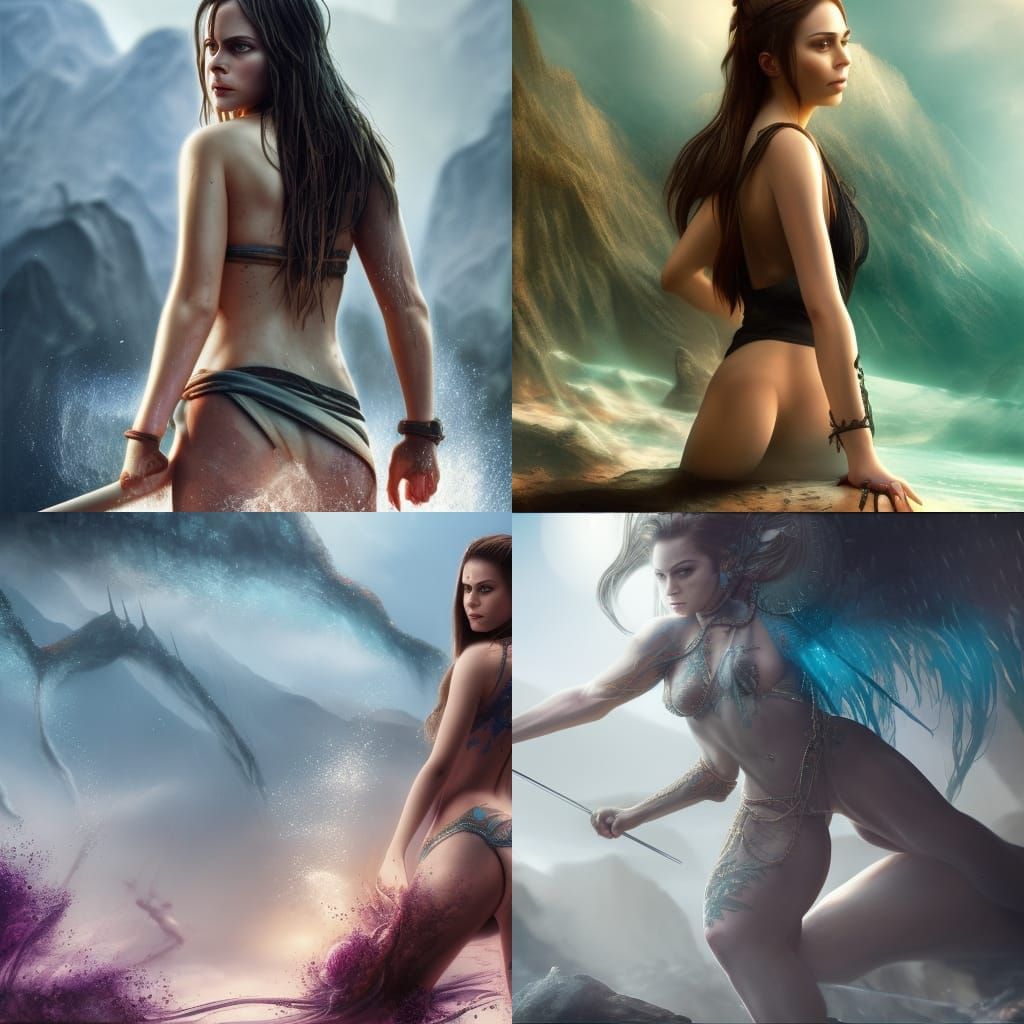 Photorealistic Woman in Transparent Bikini, Full Body