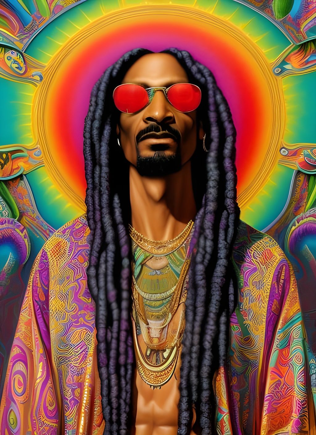 Psychedelic Snoop Dogg Jesus Portrait
