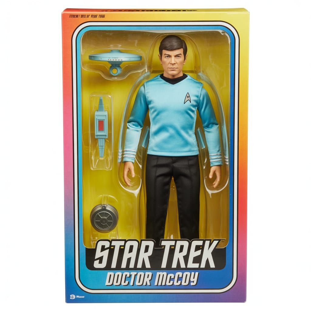Star Trek Doctor McCoy Action Figure in 1966 Style Packaging